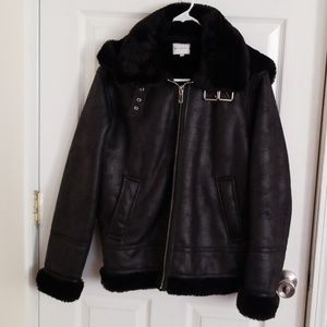 Leather jacket with velvet lining
